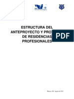 Estructura Del Anteproyecto de Residensias Profesionales