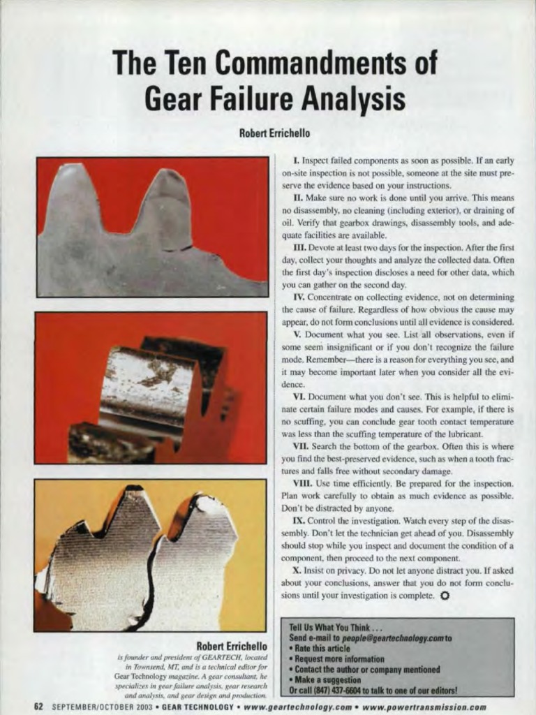 10 Commandments Gear Failure | PDF | Gear | Mechanical Engineering