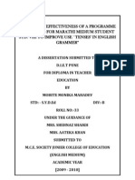 A Study of Effectiveness of A Programme Developed For Marathi Medium Student Std. Vith To Improve Use 'Tenses' in English Grammer