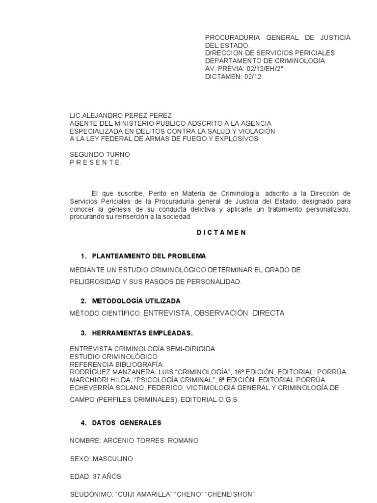 Dictamen Criminologico Clinico