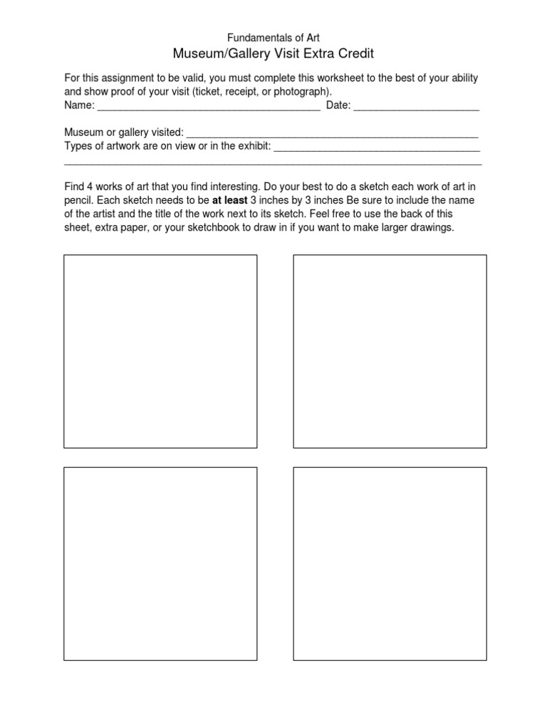 Art Museum Visit Worksheet Guide | PDF