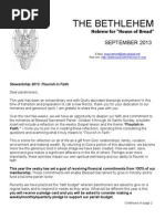 Bethlehem Newsletter For September 2013