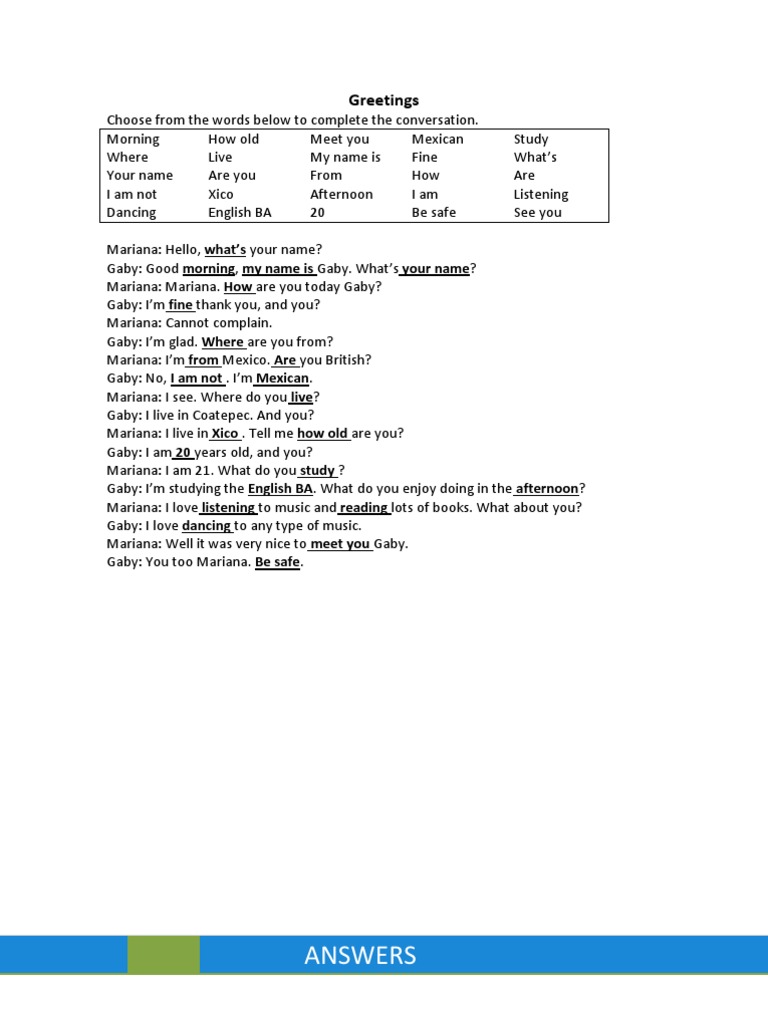 Greetings Answers | PDF | Art