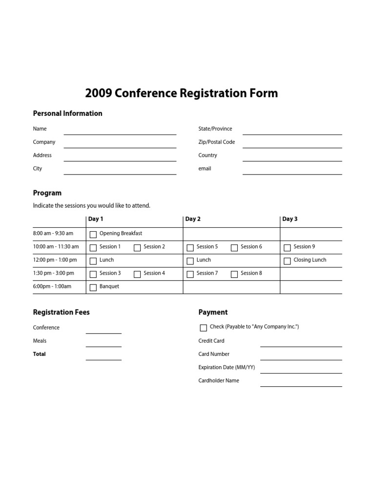 2009 Conference Registration Form | PDF