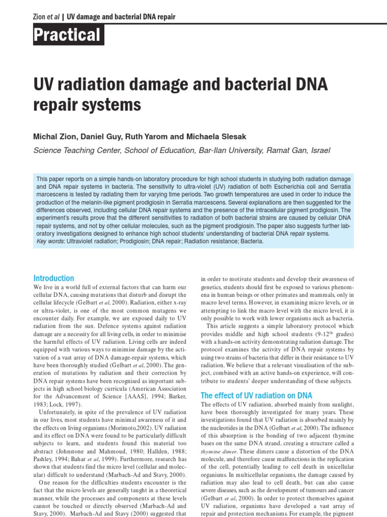 UV Radiation Effects on Serratia marcescens | PDF | Dna Repair | Dna