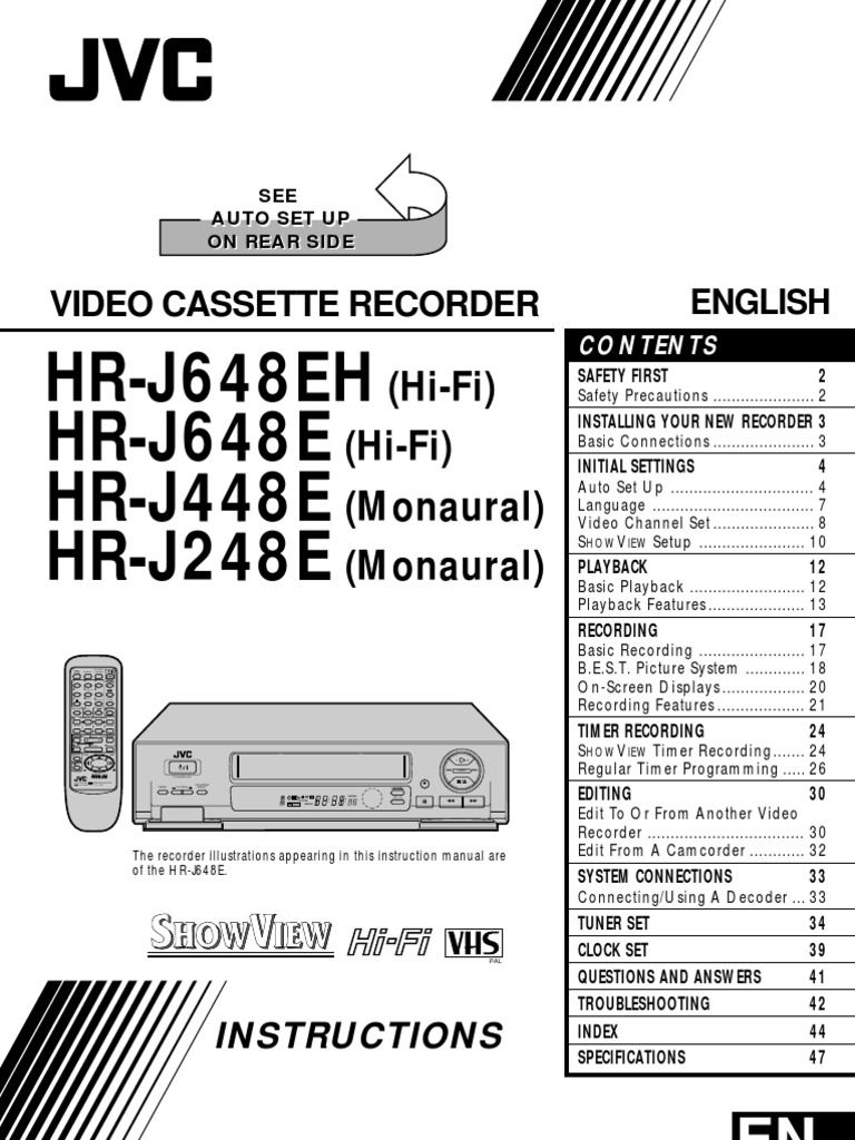 Manual Jvc Hr-j448e | Videocassette Recorder | Electrical Connector