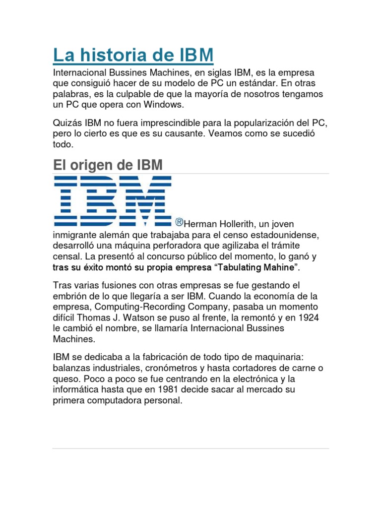 Historia y evolución de IBM | PDF