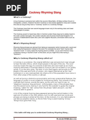 cigarette paper rhyming slang 4 letters Cockney Rhyming Slang | PDF