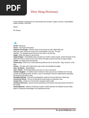 Dirty Slang Dictionary Masturbation Sexual Intercourse