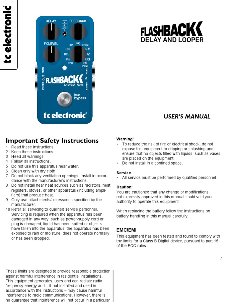 Tc Electronic Flashback Delay Manual English | Sound Technology