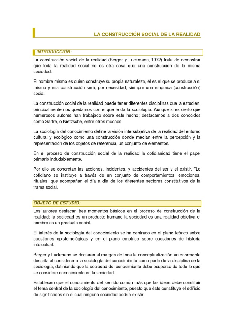 Realidad Social y Conocimiento | PDF | Socialización | Conocimiento