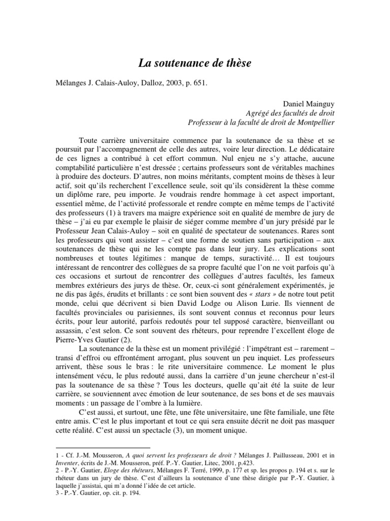 Faut Il Faire Un Cadeau Pour Une Soutenance De Thèse La Soutenance de These PDF | PDF | Doctorat | Academia
