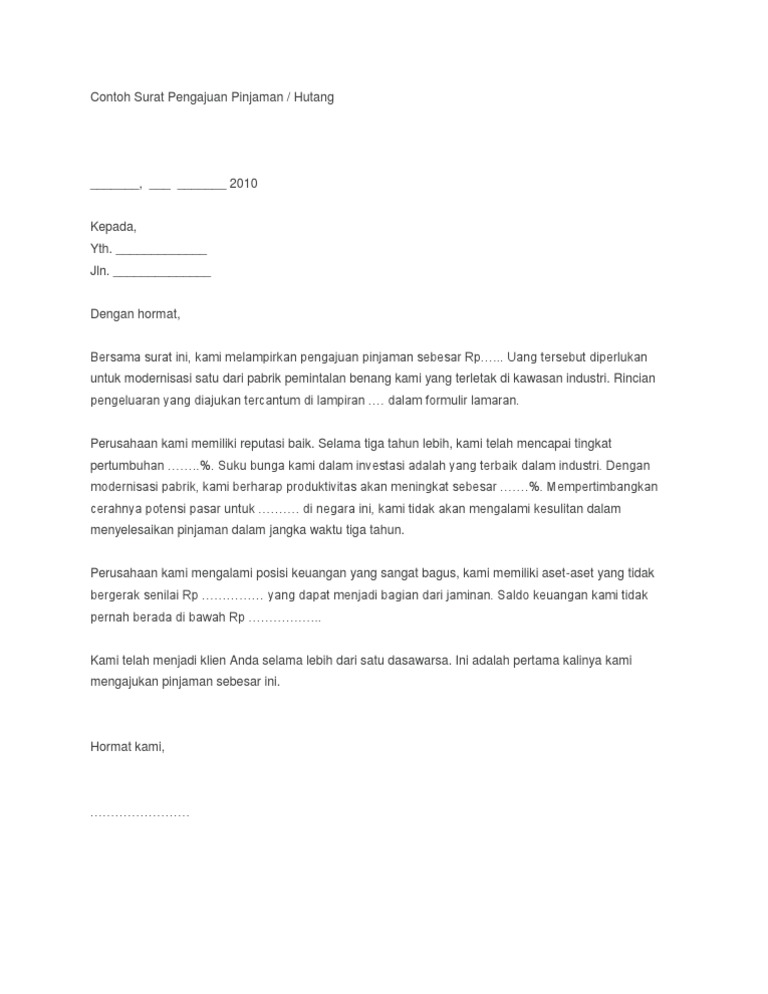 Contoh Surat Pengajuan Jaman