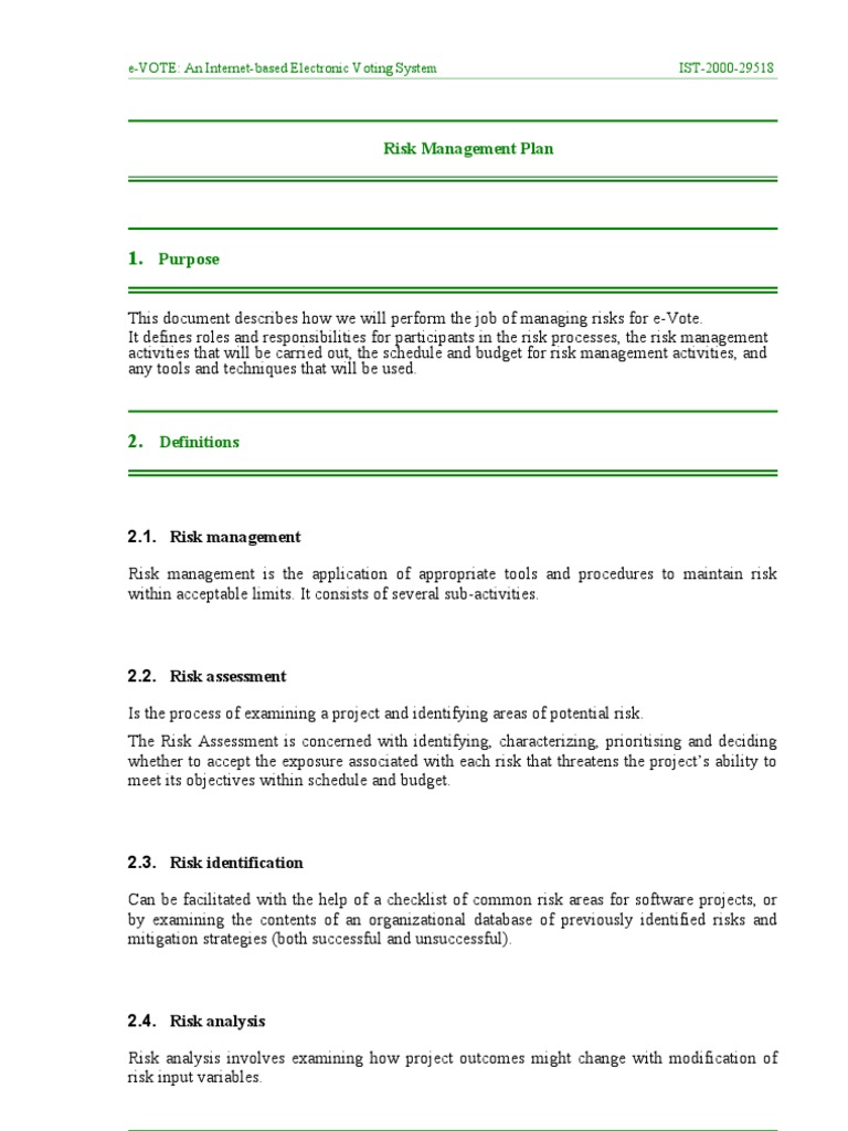 Risk Management Plan | PDF | Risk Management | Emergency Management