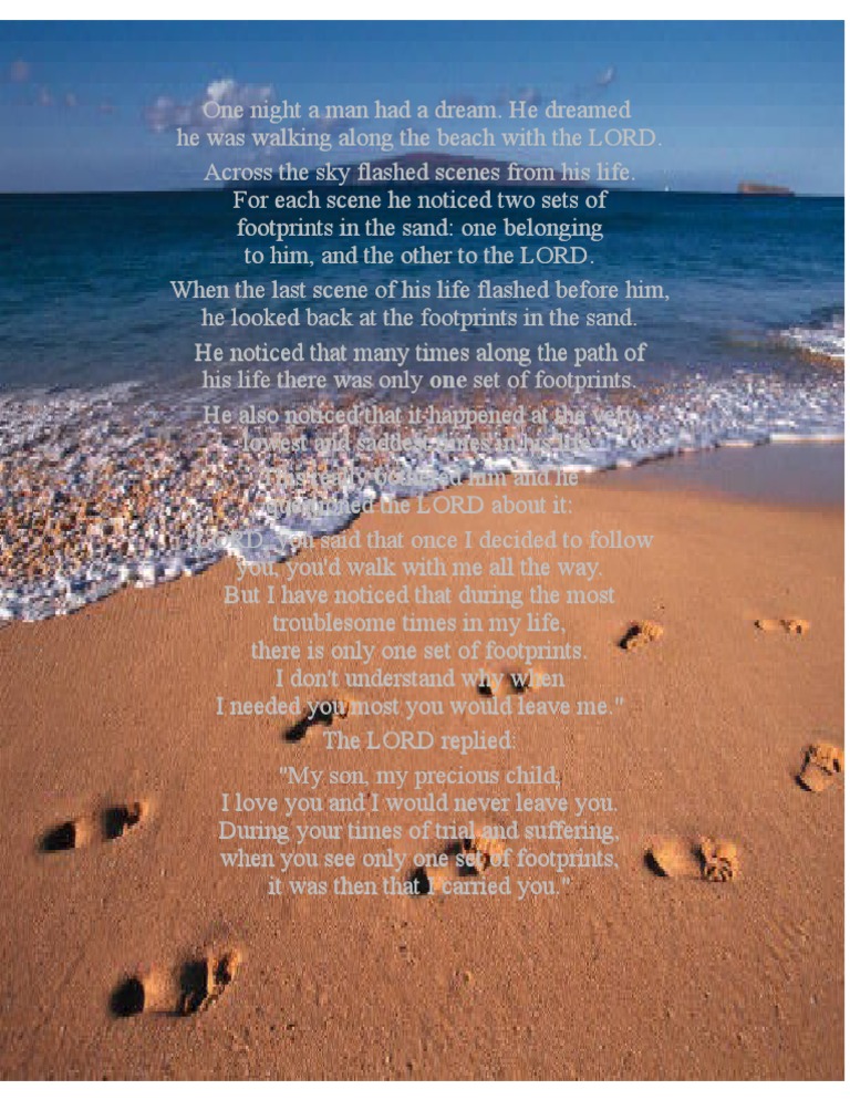 Footprints Poem | PDF | Poetry for Free Printable Footprints In The Sand Poem Pdf