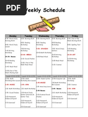 Weekly Schedule 2013
