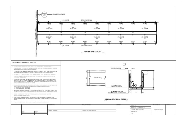 Water Line Layout: Plumbing General Notes | PDF