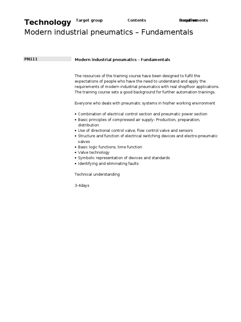 Modern Industrial Pneumatics Training | PDF