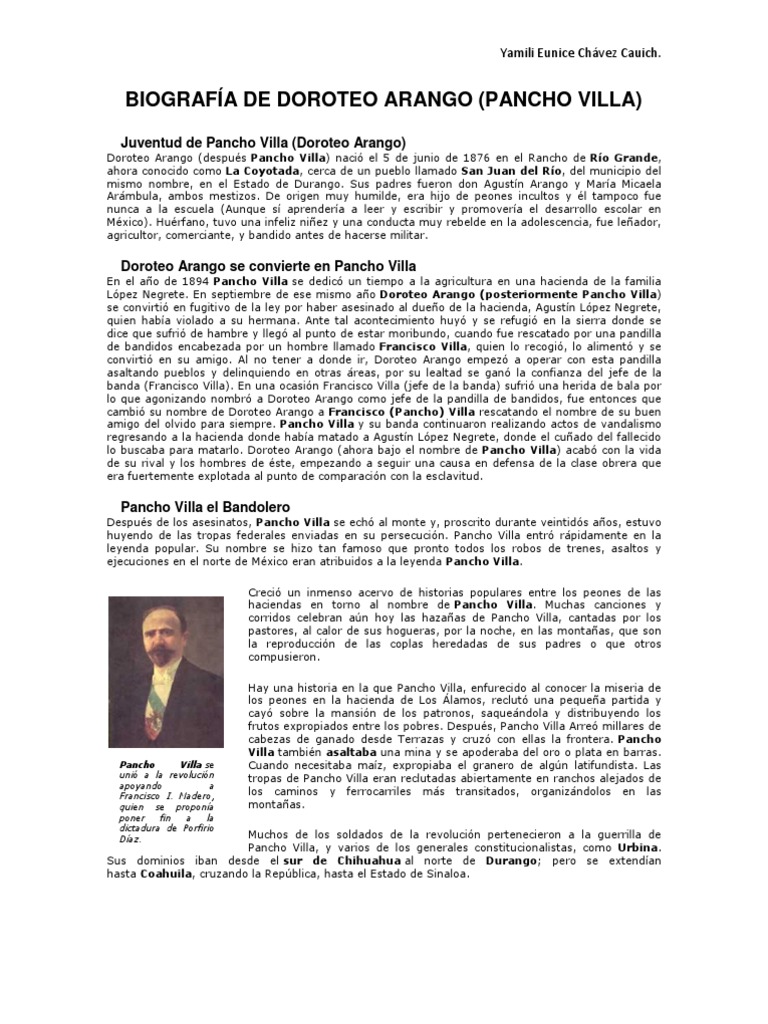 BIOGRAFÍA DE DOROTEO ARANGO | Revolución mexicana | México