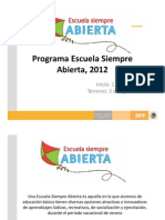 Sep 2012 Programa Escuela Siempre Abierta