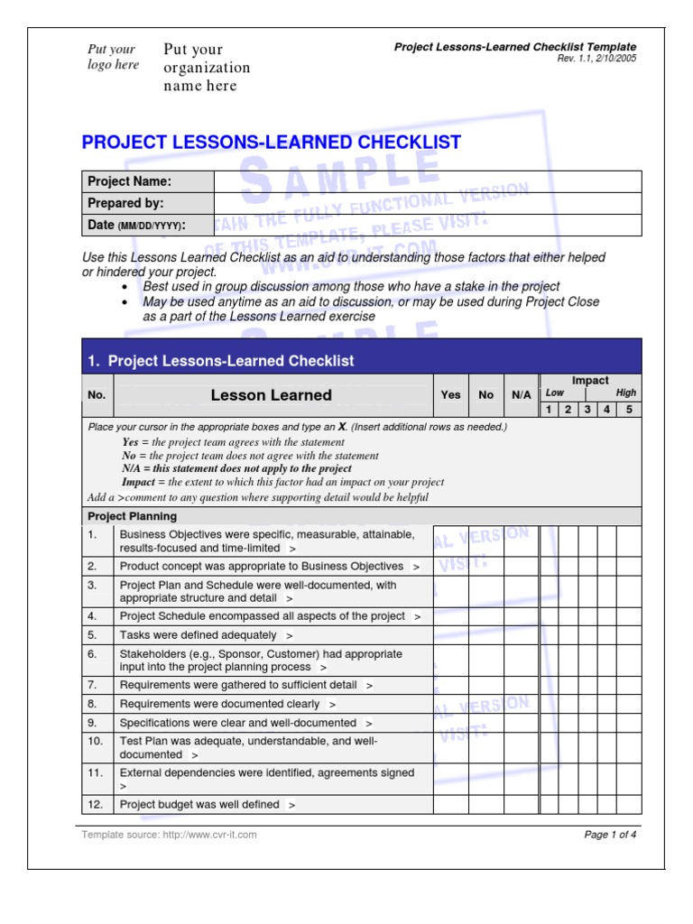 Lessons Learned Checklist Template  Production And Inside Lessons Learnt Report Template