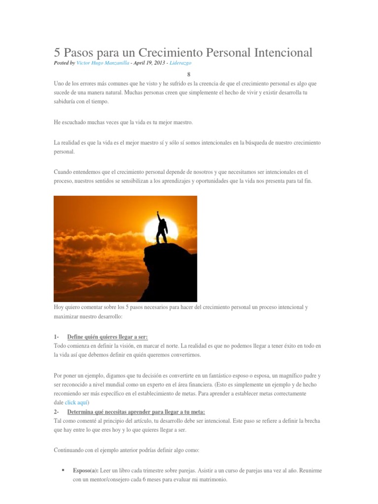 5 Pasos para Crecimiento Personal | PDF | Desarrollo personal | Aprendizaje