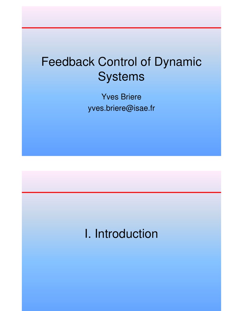 Feedback Control of Dynamic Systems Notes | PDF