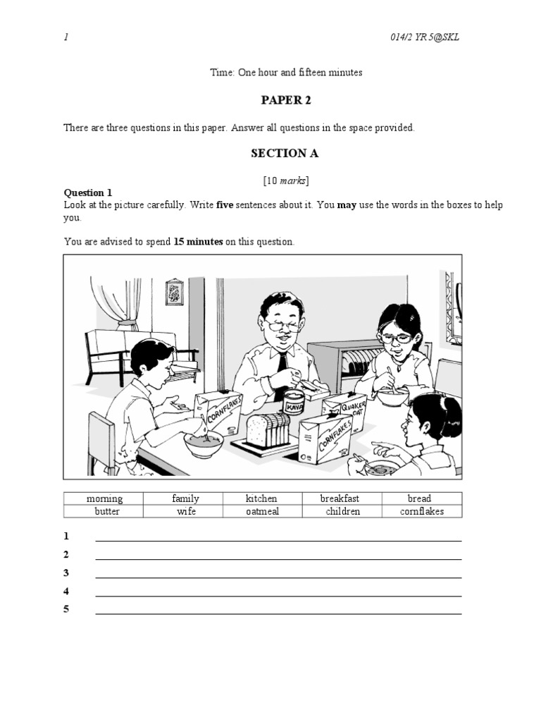 Upsr Paper 2 Yr 5 Question Paper | PDF