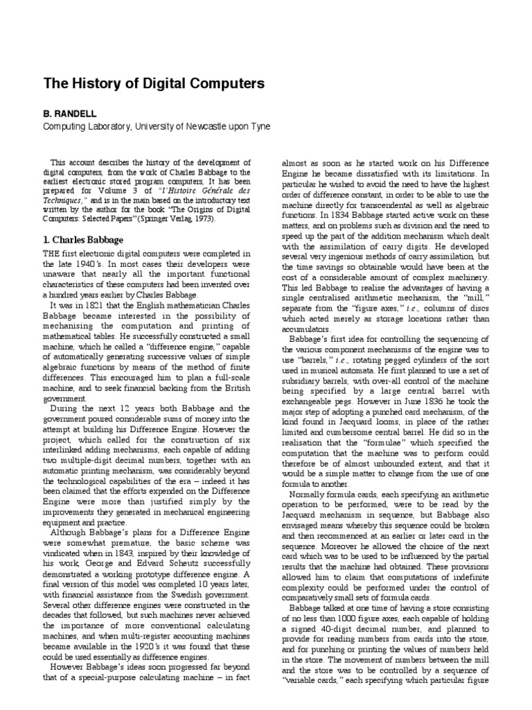 History of Digital Computers | PDF