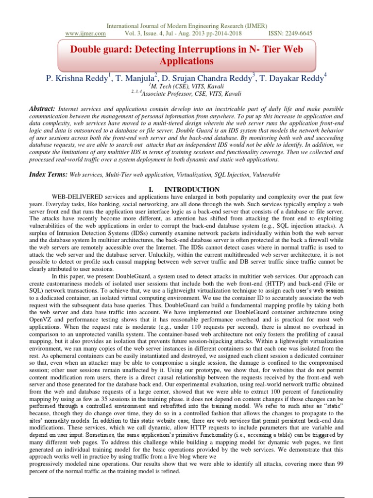 DoubleGuard: IDS for Multi-Tier Web Apps | PDF | World Wide Web ...