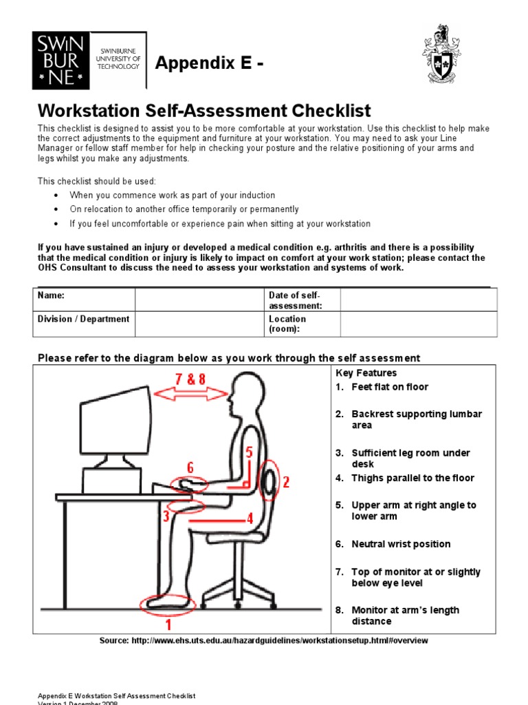 Assessment Checklist Chair Computer Keyboard Free 30day Trial
