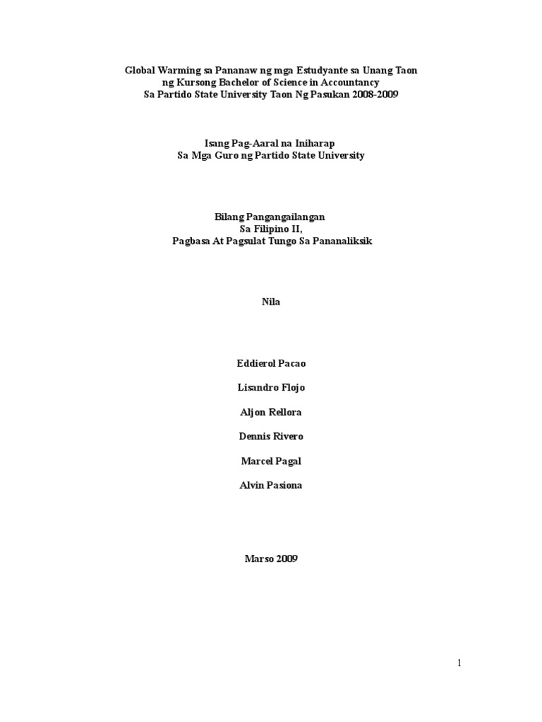 Halimbawa Ng Pananaliksik Tungkol Sa Climate Change