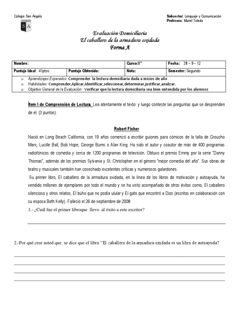 33+ El Caballero De La Armadura Oxidada Pdf Preguntas Pictures