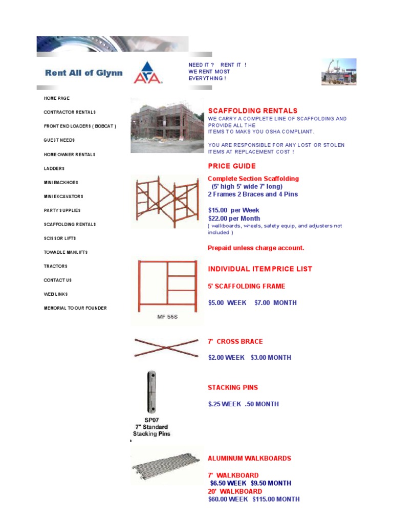 Scaffolding Rent | PDF