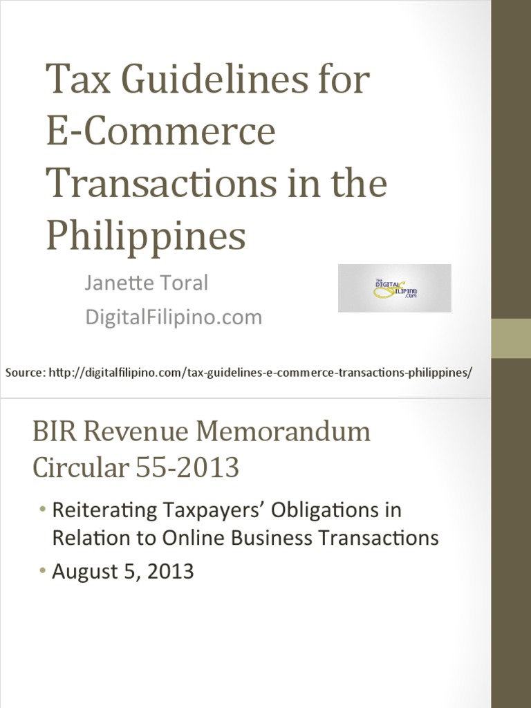 Tax Guidelines For E-Commerce Transactions in The Philippines | PDF ...