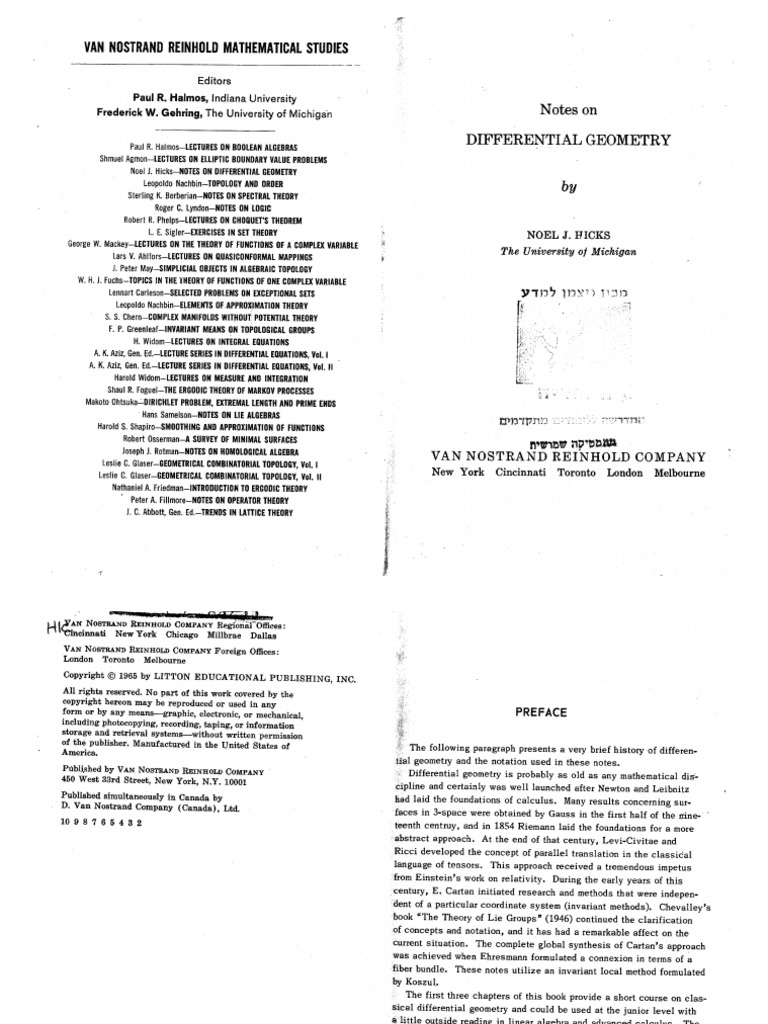 Notes On Differential Geometry | PDF