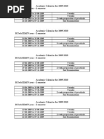 Academic Calendar for 2009