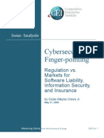 Wayne Crews - Cybersecurity Finger Pointing, Regulation vs Markets for Liability, Security and Insurance, Competitive Enterprise Institute Issue Analysis, 2005 