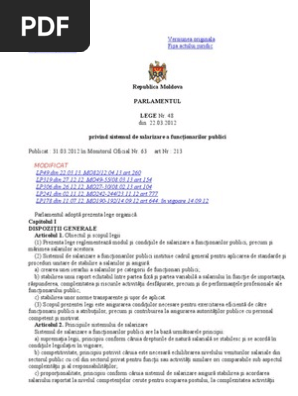 Lpm48 Privind Sistemul De Salarizare A Funcţionarilor Publici