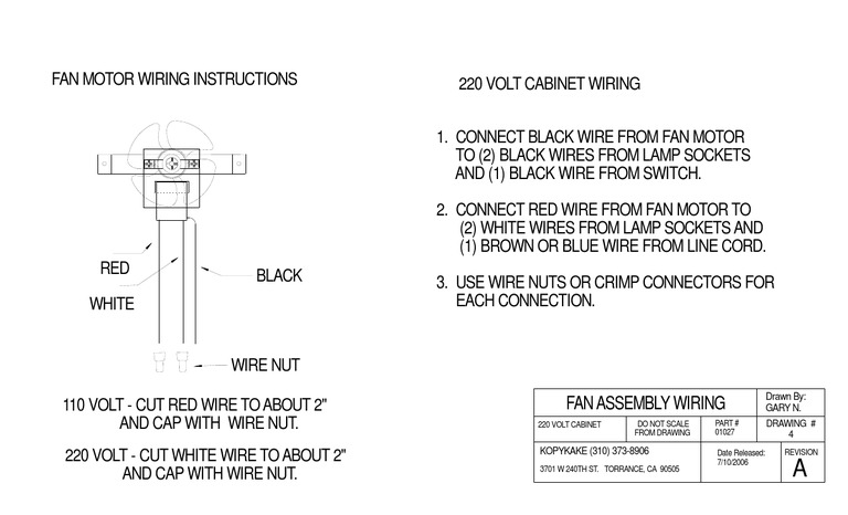 Fan Motor Wiring Instructions | PDF