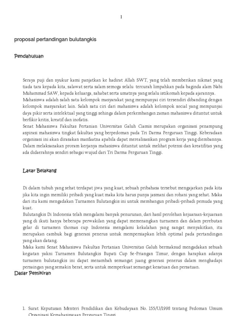 Proposal Pertandingan Bulutangkis