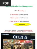 Sales & Distribution Management: Forecasting Sales Budget Sales Quotas Sales Territories