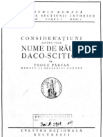 Vasile Pârvan, Consideraţiuni Asupra Unor Nume de Râuri Daco-Scitice