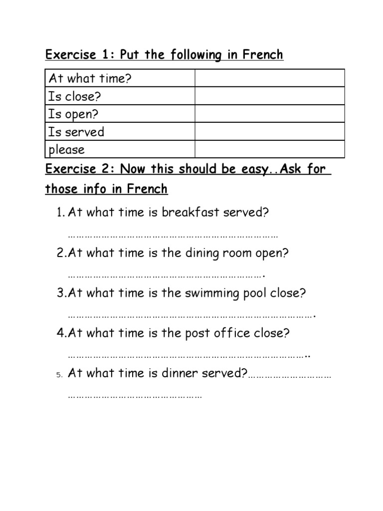 French Translation Exercise Guide | PDF