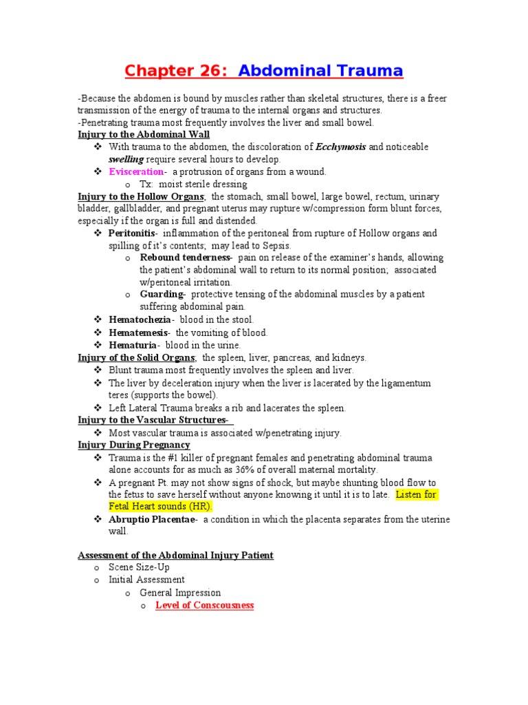 Assessment and Management of Abdominal Trauma: Evaluating Injuries to ...