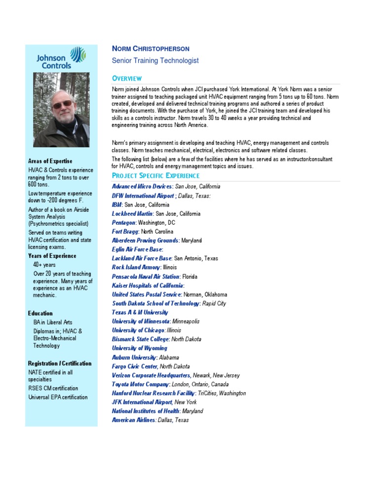 Norm Christopherson: HVAC Training Expert | PDF | Texas | Hvac