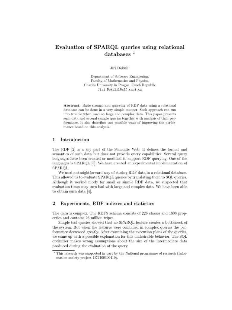 SPARQL Query Performance in RDF Data | PDF | Resource Description ...
