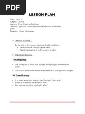 Lesson Plan Electrolysis With Instructional Lesson Electrolyte Ion