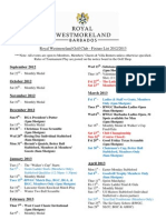 Royal Westmoreland Golf Club - Fixture List 2012/2013: September 2012