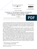 Comments On 'Performance Evaluation of Single-Flash Geothermal Power Plant in Denizli, Turkey' PDF